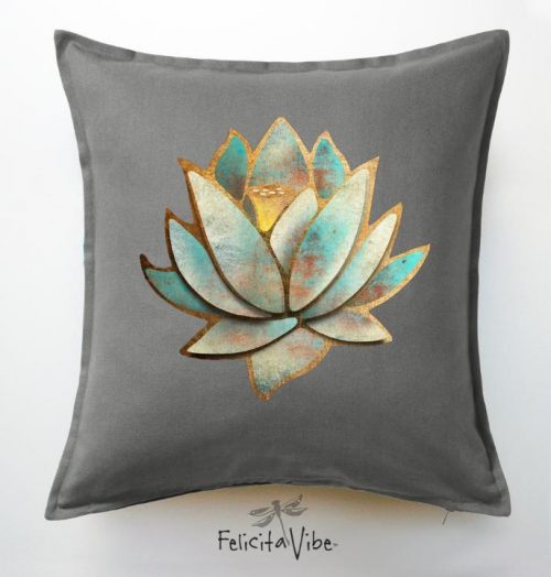Blue Lotus Grey 20x20 Throw Pillow Cover - Felicita Vibe® - felicitavibe.com