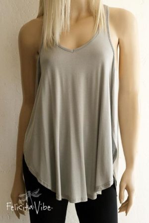 Limited Edition Grey Open Sided Racer Back Tank Top front - Felicita Vibe® - felicitavibe.com