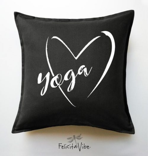 "Love Yoga" Black Throw Pillow Cover