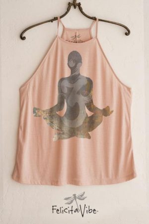 Sukhasana Yoga Wear High Neck Spaghetti Strap Tank Top front -Felicita Vibe® - felicitavibe.com