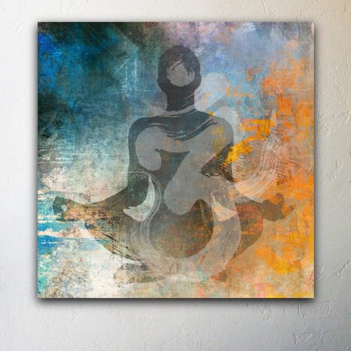 Sukhasana Pose and OM Impressionist Gallery Wrapped Canvas Giclee - Felicita Vibe® - felicitavibe.com