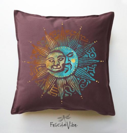 Sun & the Moon Decorative 20X20 Throw Pillow Cover.
