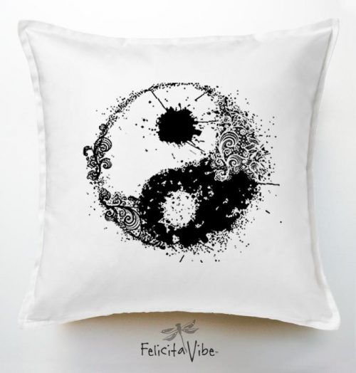 Black & White Yin Yang on White Throw Pillow Cover - Felicita Vibe® - felicitavibe.com
