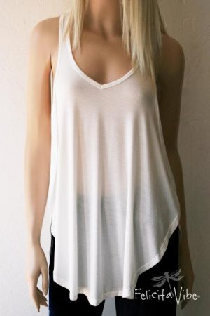 Limited Edition White Open Sided Racer Back Fashion Tank Top