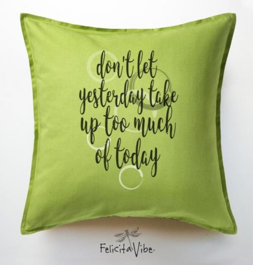 "Yesterday" Decorative Apple Green Throw Pillow Cover
